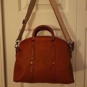 Brown vegan purse with handle and shoulder strap 13 x 9 New